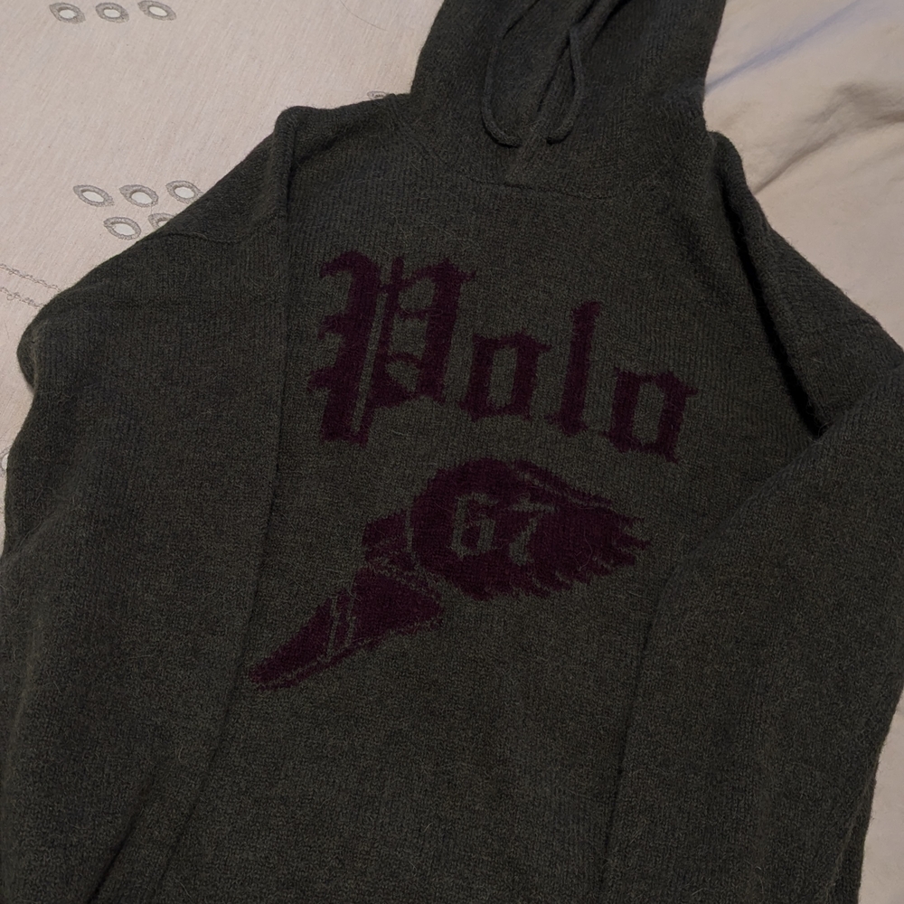 Polo by Ralph Lauren Olive Hoodie with Burgundy Logo